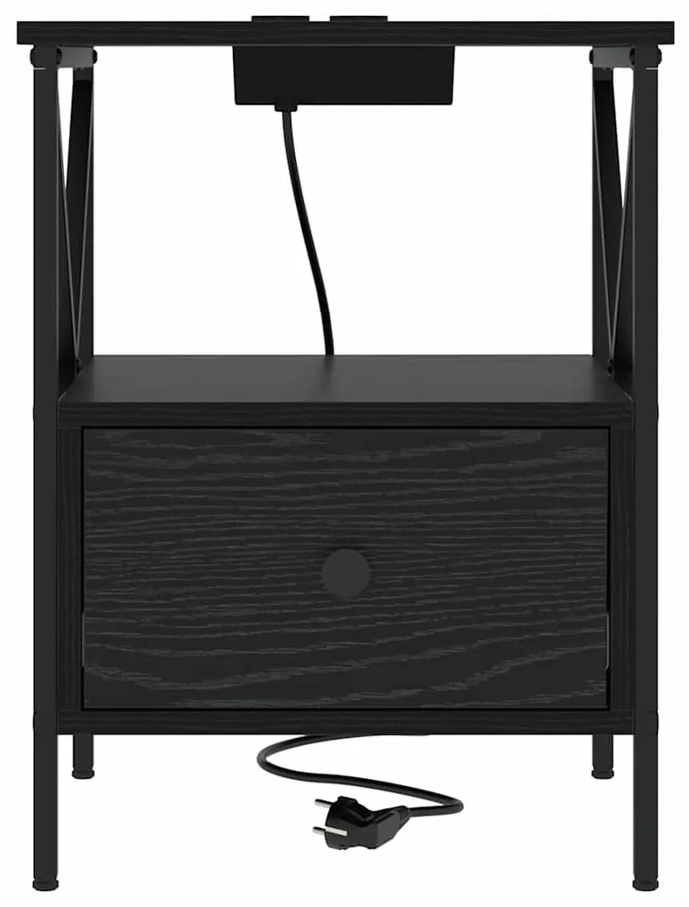 vidaXL Κομοδίνο Μαύρη δρυς 41.5 x 40.5 x 55 εκ. Επεξεργασμένο ξύλο
