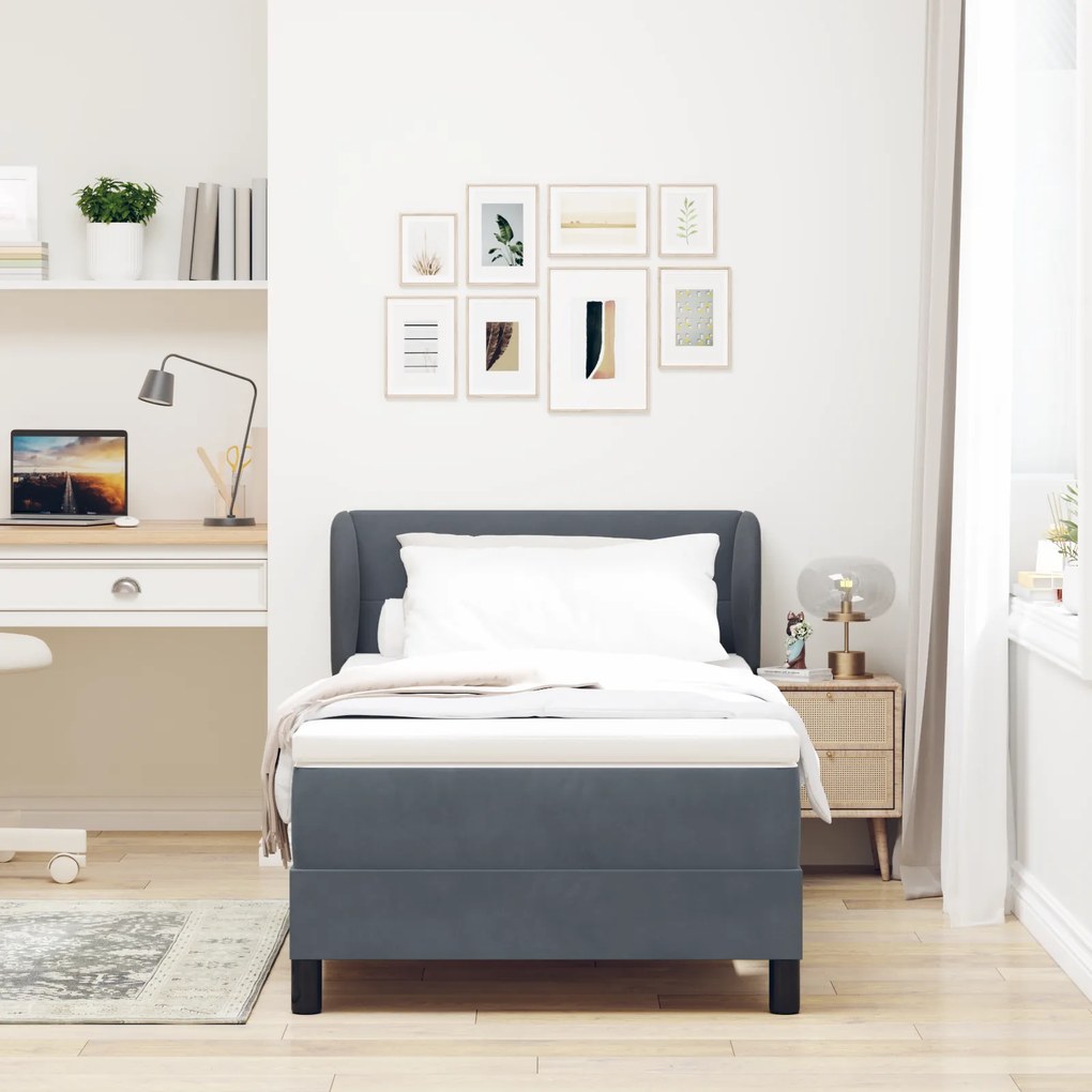 vidaXL Κρεβάτι Box Spring με στρώμα σκούρο γκρι 80x200 εκ. βελούδο