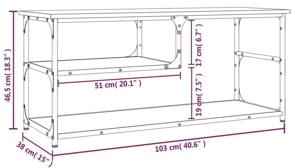 Έπιπλο Τηλεόρασης Γκρι Sonoma 103x38x46,5 εκ. Επεξ. Ξύλο/Ατσάλι - Γκρι