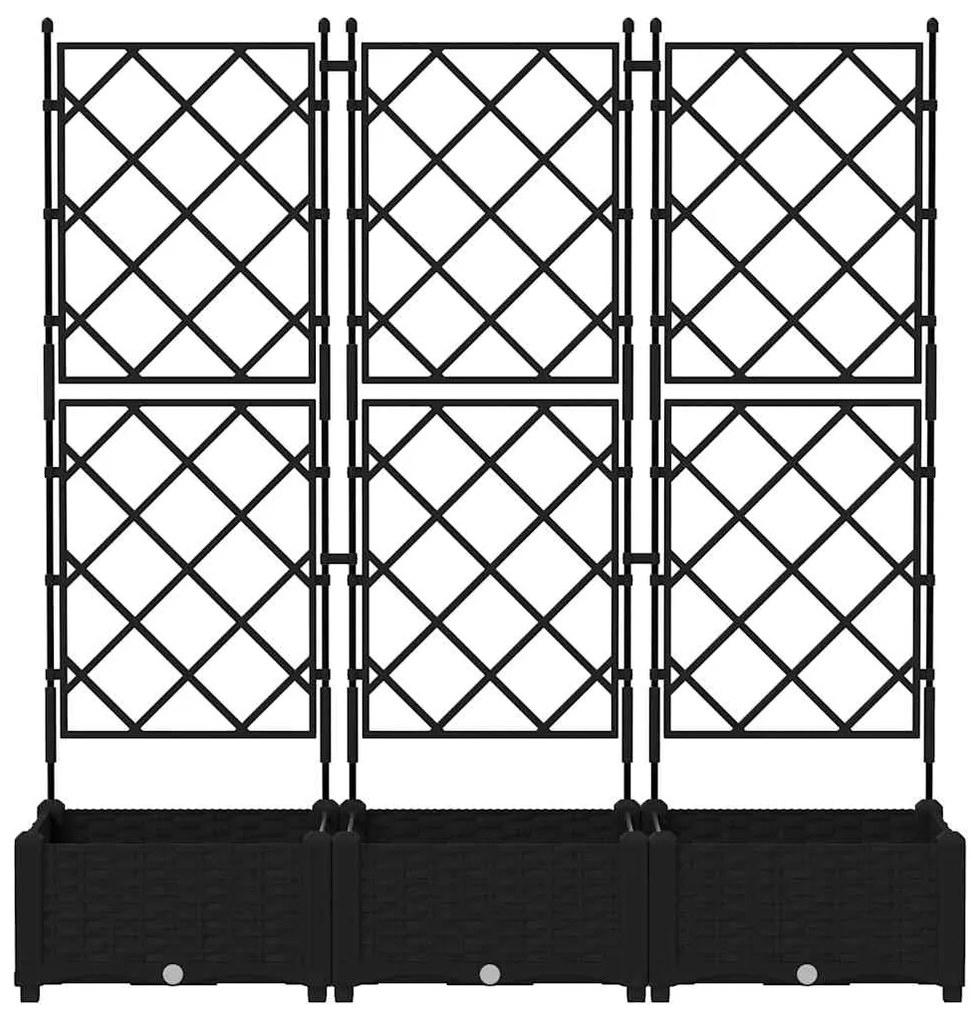 vidaXL Γλάστρα Κήπου 3 pcs Μαύρο 120 x 40 x 125,5 εκ. Ατσάλι