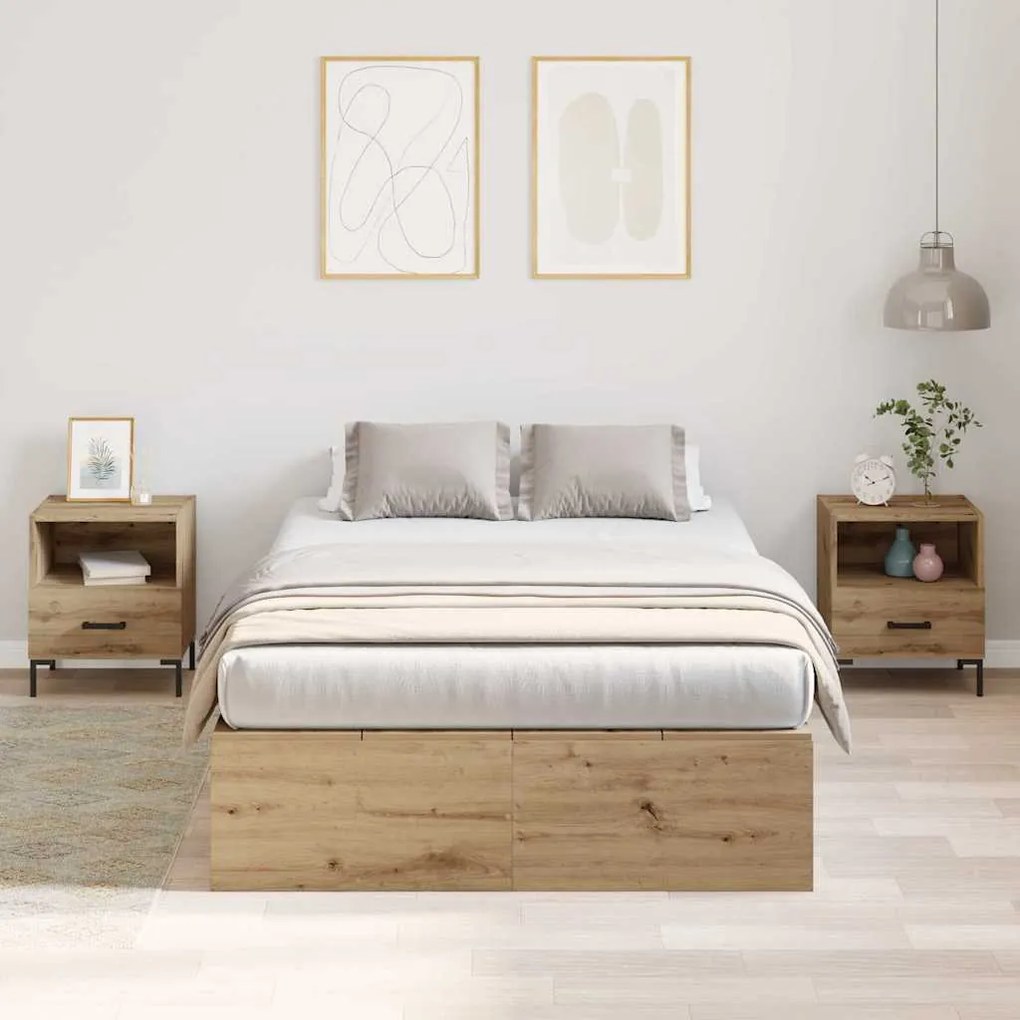 vidaXL Σκελετός Κρεβατιού artisan δρυς 120 x 200 cm Επεξεργασμένο ξύλο