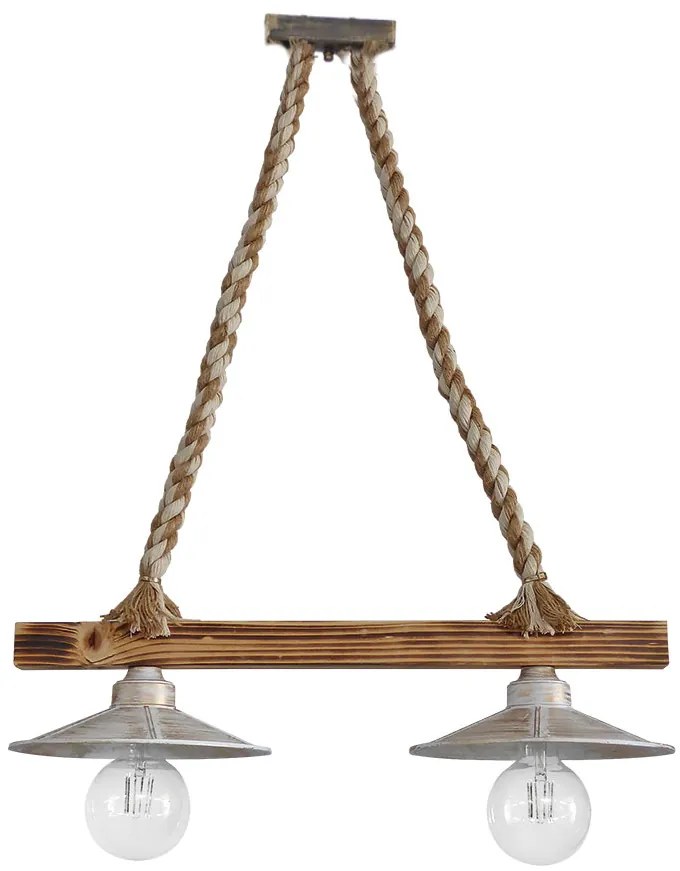 Φωτιστικό Οροφής Δίφωτο Heronia Petra 31-1128 Rope/White/Gold