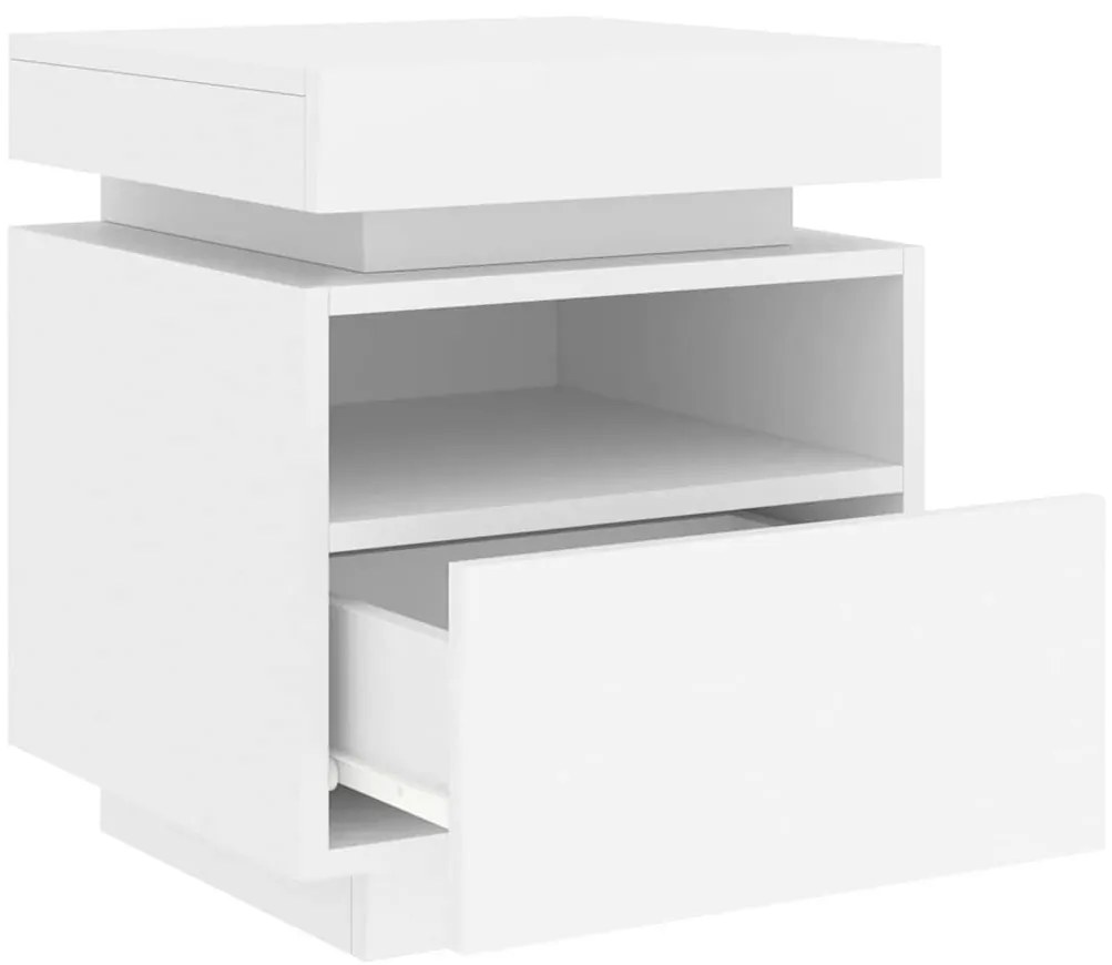 vidaXL Κομοδίνο με Φώτα LED Λευκό 40 x 39 x 48,5 εκ.