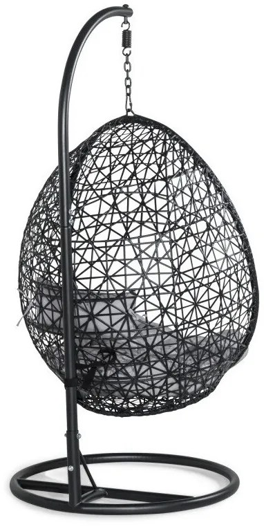 Κρεμαστή πολυθρόνα Comfort Garden 529, Γκρι, Μαύρο, 196x95x95cm, Ταπισερί, Πλαστικό ψάθινο