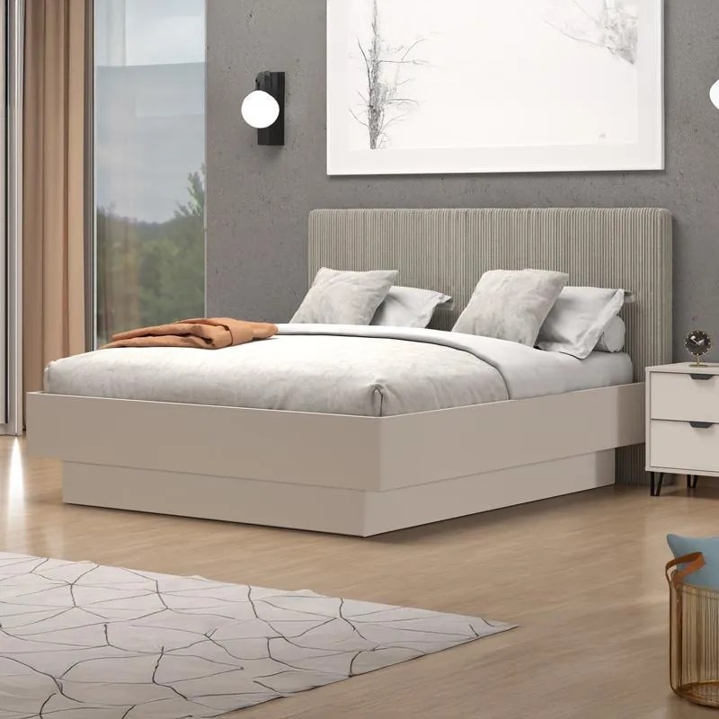 Επενδυμένο Κρεβάτι LUCCA 180 Υπέρδιπλο Cashmere με Μπέζ Ύφασμα 180x200εκ. 198x214x115 εκ.