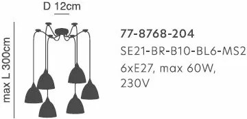 Φωτιστικό Οροφής  SE21-BL-B10-BL6-MS2 ADEPT PENDANT Black Metal Shade Pendant+ - Μέταλλο - 77-8768