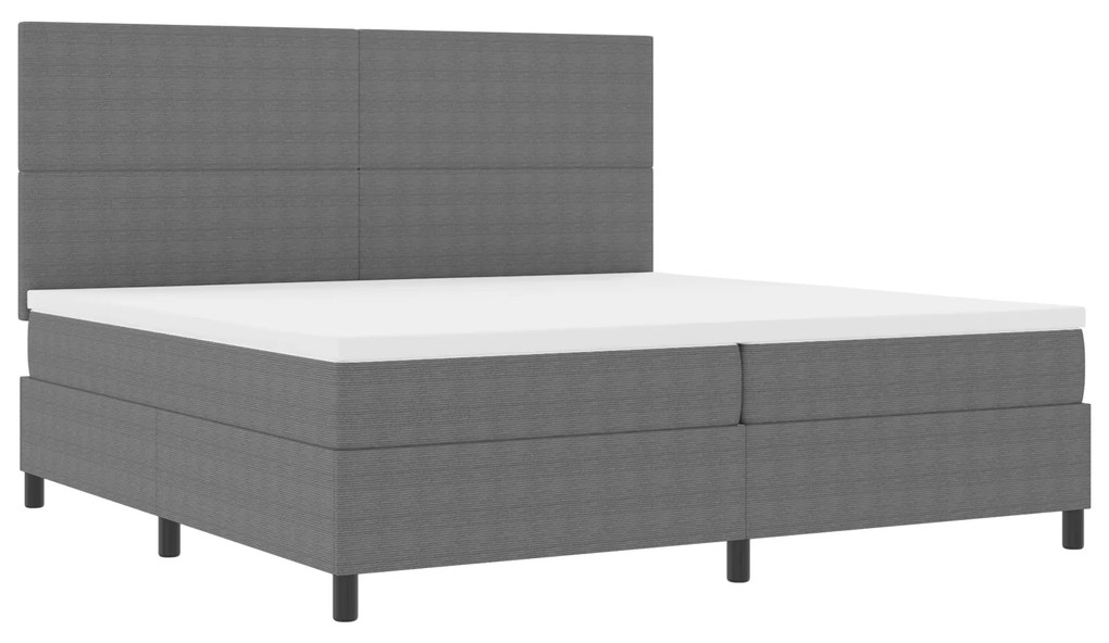 vidaXL Κρεβάτι Box Spring με Στρώμα & LED Φως Γκρι 200x200 εκ. Ύφασμα Σατέν
