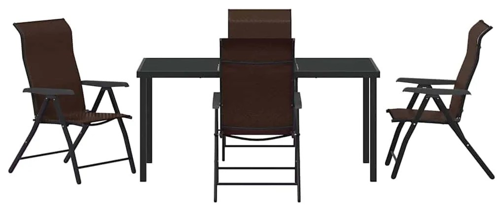 vidaXL Σέτ φαγητού για κήπο 5 pcs Καφέ Χάλυβας με επίστρωση πούδρας