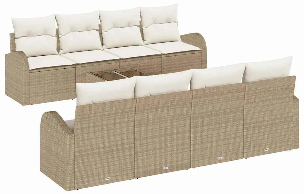 vidaXL Σετ Καναπέ Κήπου με μαξιλάρι 9 pcs Μπεζ, Κρέμα 55 x 55 x 37 εκ