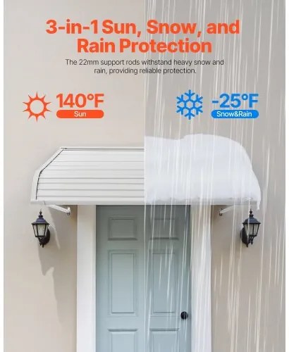 VEVOR Window Awning Door Canopy 48x42 in Aluminum Alloy Front Door Awnings
