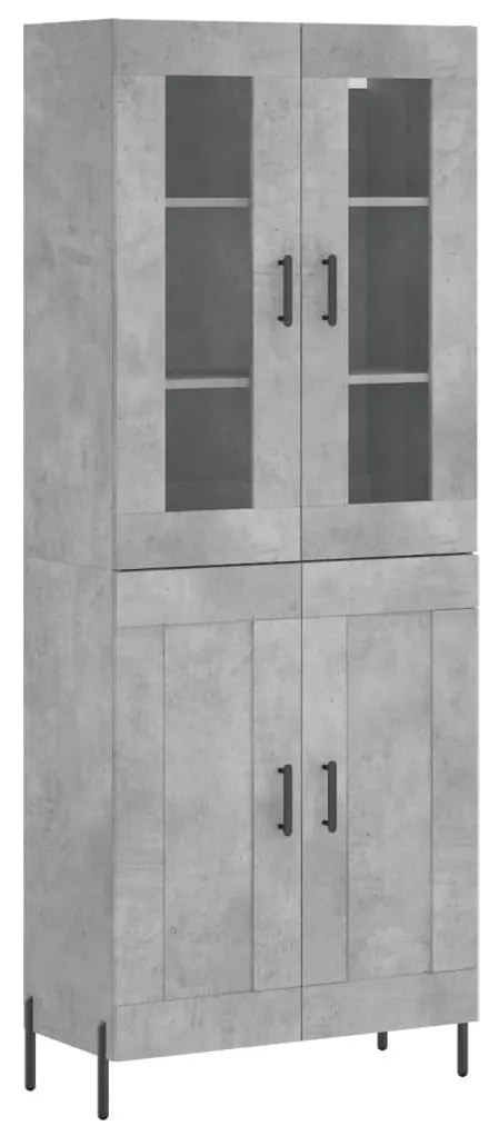 vidaXL Ντουλάπι Γκρι Σκυροδέματος 69,5x34x180 εκ. Επεξεργασμένο Ξύλο