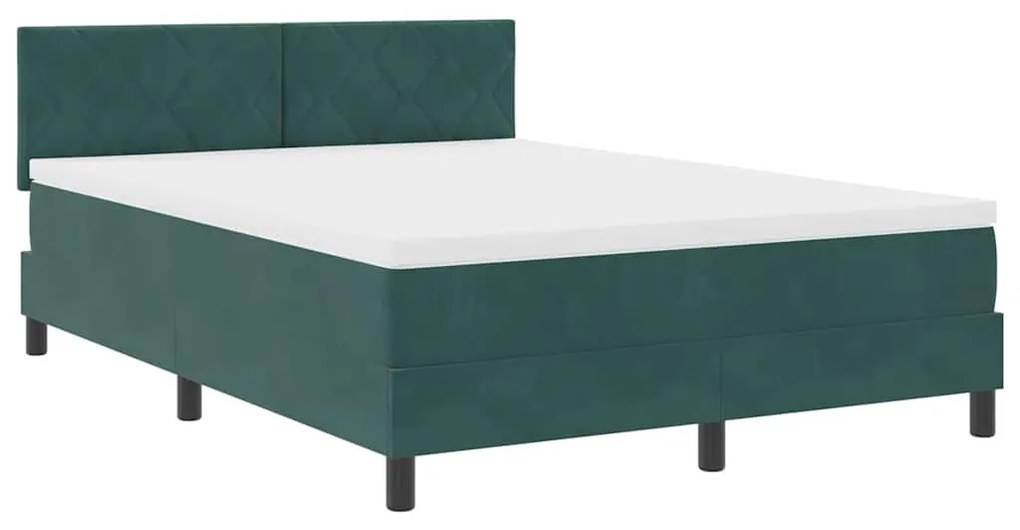 vidaXL Κρεβάτι με ελατήρια Σκούρο πράσινο 140 x 200 cm Βελούδο