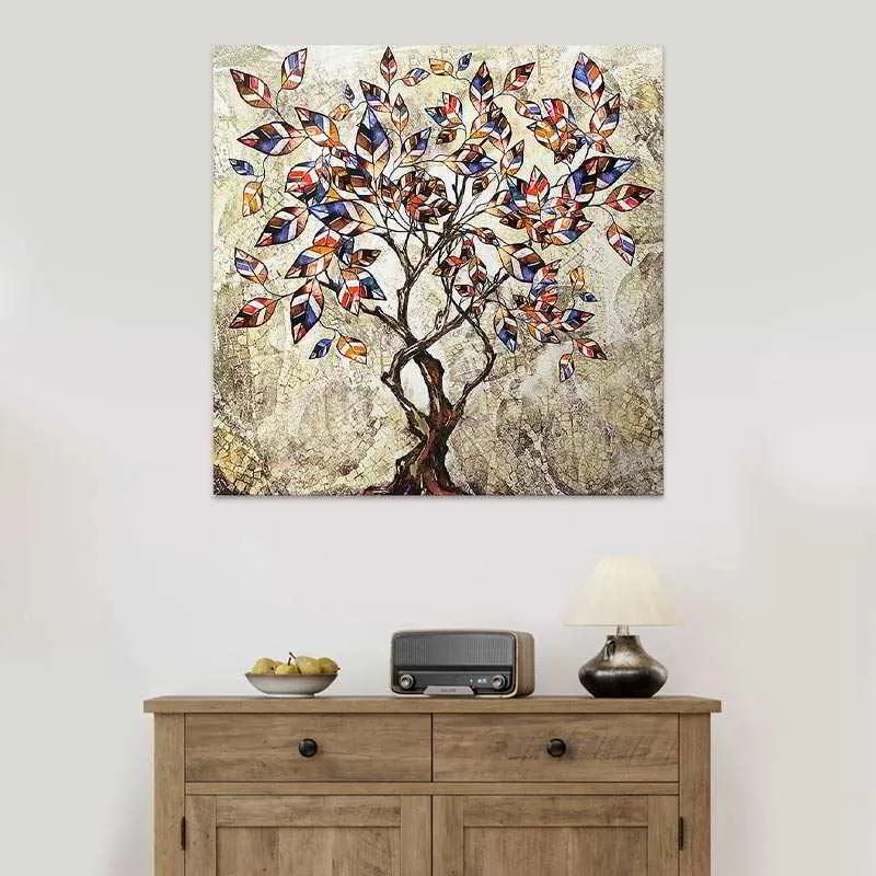 Πίνακας σε καμβά Tree And Leaves&quot; Megapap ψηφιακής εκτύπωσης 100x100x3εκ.&quot;