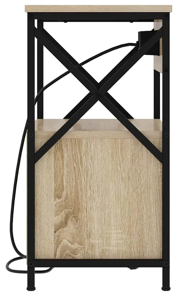 vidaXL Κομοδίνο με Σταθμό Φόρτισης Δρύς Sonoma 40 x 31 x 60 εκ.