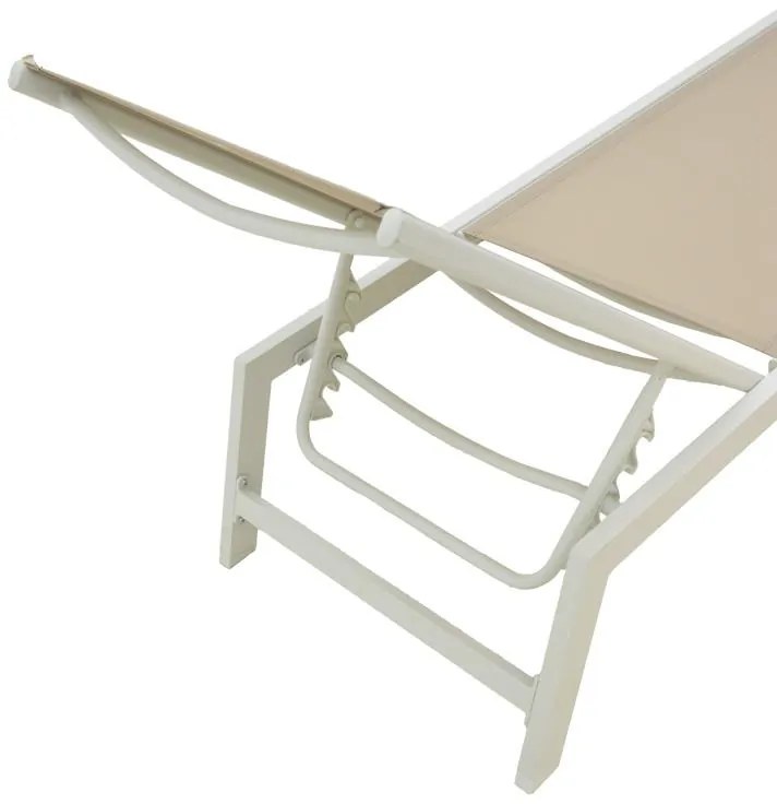 Ξαπλώστρα Boka Λευκό Αλουμίνιο με Μπέζ Textilene 60x192x31εκ. 60x192x31 εκ.