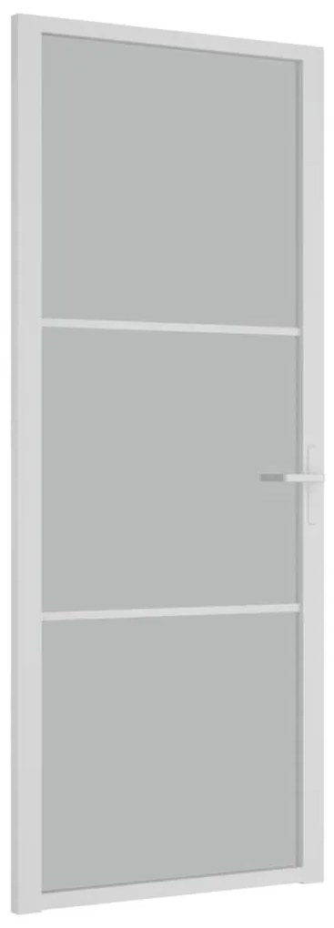 vidaXL Εσωτερική Πόρτα 83x201,5 εκ. Λευκό Ματ Γυαλί και Αλουμίνιο