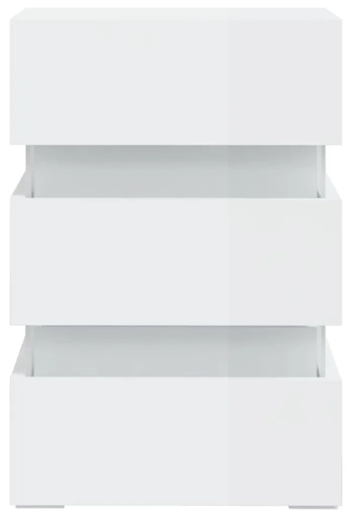 Κομοδίνο με LED Γυαλιστερό Λευκό 45x35x67 εκ. Επεξεργασμ. Ξύλο - Λευκό