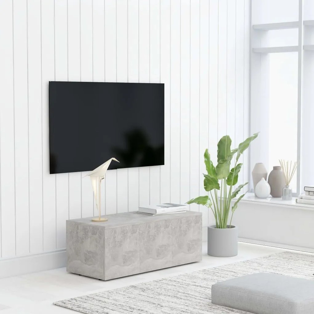 Έπιπλο Τηλεόρασης Γκρι Σκυροδέματος 80x34x30 εκ. Επεξ. Ξύλο 801863