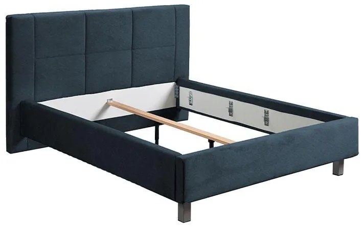 Επενδεδυμένο Κρεβάτι Uno Cube Navy Blue Διπλό 160x200 εκ. 194x217x115 εκ.