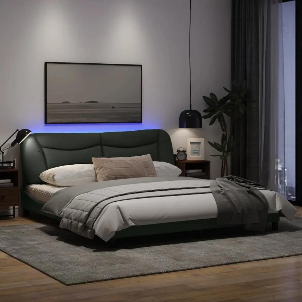 Πλαίσιο Κρεβατιού με LED Σκούρο Γκρι 180x200 εκ. Υφασμάτινο - Γκρι