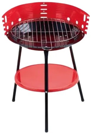 KMT Style Στρογγυλή Φορητή Ψησταριά Κάρβουνου για BBQ 44x40εκ. Κόκκινη