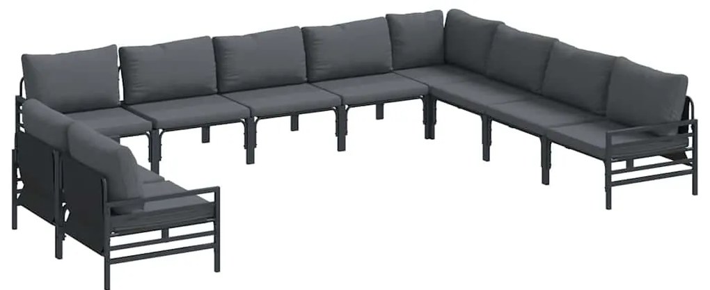vidaXL Σετ Καναπέ Κήπου 10 pcs Ανθρακί Ατσάλι
