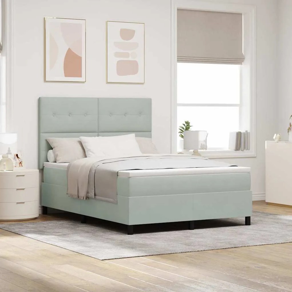 vidaXL Κρεβάτι με Στρώμα Light Grey 160x200 cm Βελούδο