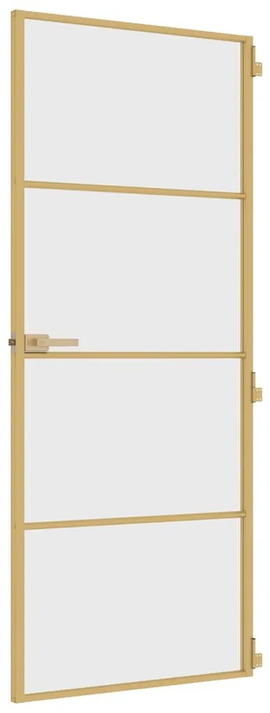 vidaXL Εσωτερική Πόρτα Χρυσή 83 x 201,5 εκ. Ψημένο Γυαλί &amp; Αλουμίνιο