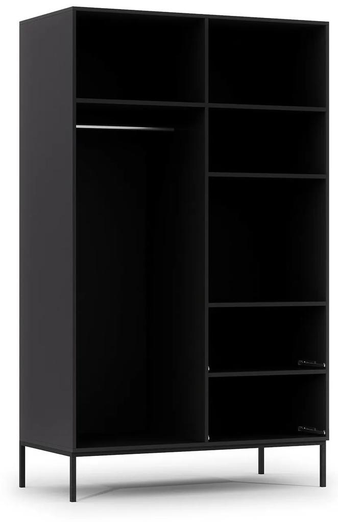 Ντουλάπα Elyria C102, Μαύρο ματ, 200x120x60cm, 115 kg, Πόρτες ντουλάπας: Με μεντεσέδες | Epipla1.gr