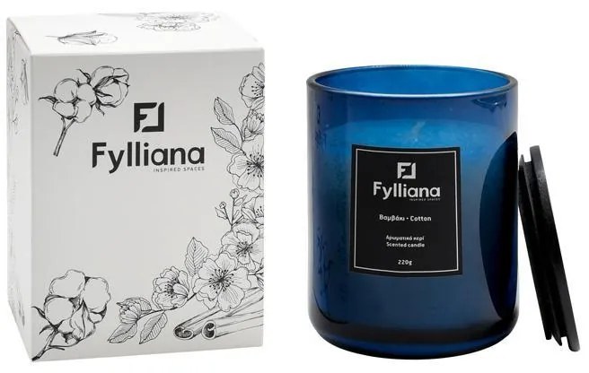 Αρωματικό Κερί FL80105 Fylliana "Βαμβάκι" σε Γυάλινο Βάζο Μπλέ Φ8x10,5 εκ. 8x8x10.5 εκ.