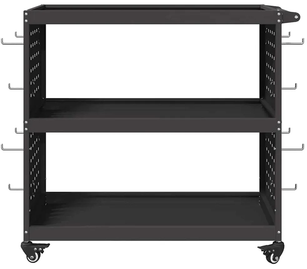 vidaXL Καρότσι εργαλείων με ράφι Μαύρο 75 x 35 x 73 εκ. Κρύα χάλυβας
