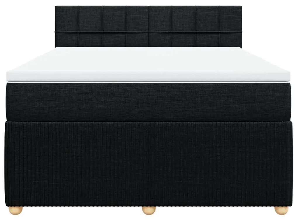 vidaXL Κρεβάτι Boxspring με Στρώμα Μαύρο 160x200 εκ. Υφασμάτινο