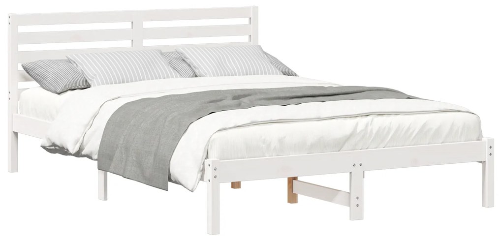 vidaXL Σκελετός Κρεβατιού Λευκό 140 x 220 cm Συμπαγές ξύλο πεύκου