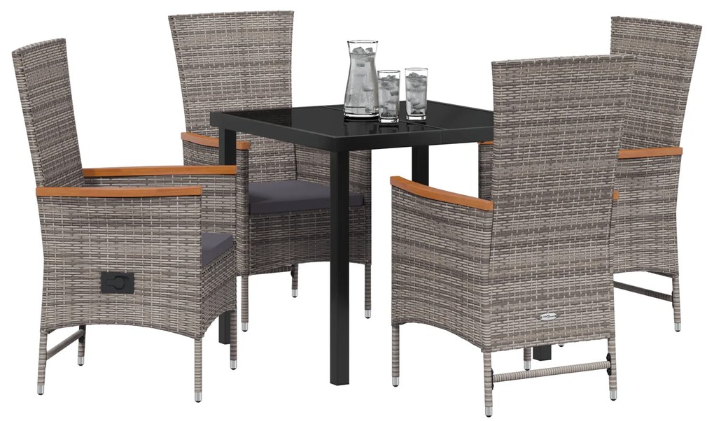 vidaXL Καρέκλες Εξωτερικού Χώρου 5 pcs Γκρι 80 x 80 x 73 εκ PE Ρατάν