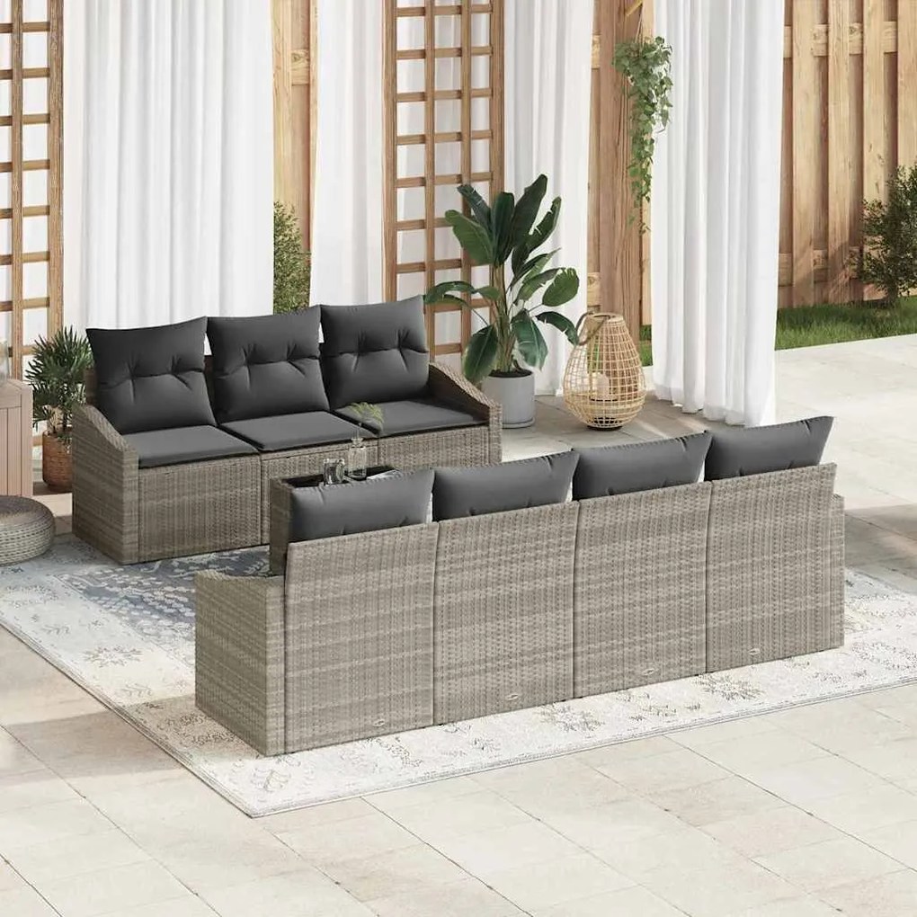 vidaXL Σετ Καναπέ Κήπου με μαξιλάρι 8 pcs Ανοιχτό γκρι 55 x 55 x 37 εκ