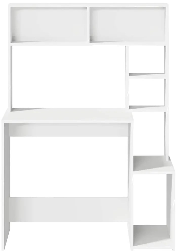 vidaXL Γραφείο με ράφια Λευκό 100x45x140 cm Κατασκευασμένο ξύλο