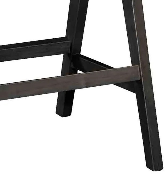 Σκαμπό bar Winslow pakoworld ξύλο rubberwood μαύρο-pvc rattan φυσικό-ύφασμα γκρι