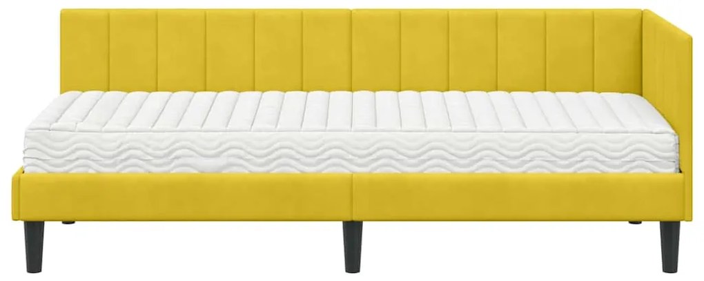 vidaXL Κρεβάτι γωνίας με στρώμα με στρώμα 2 pcs Κίτρινο Βελούδο