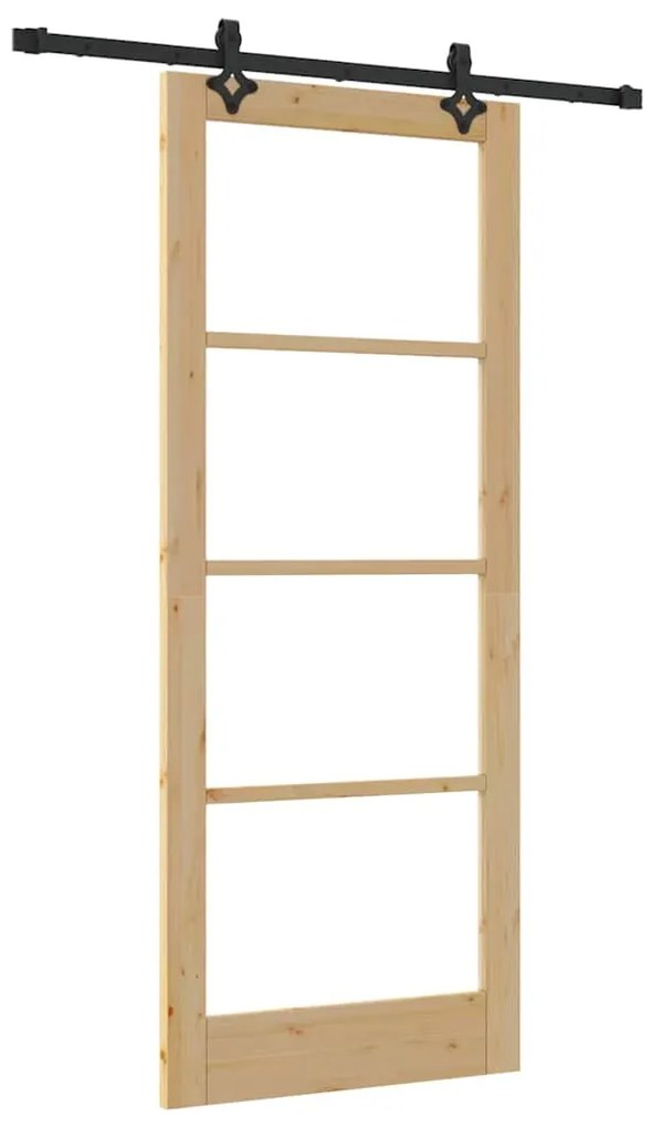 vidaXL Συρόμενη Πόρτα Χειροκίνητος Καφέ 86 x 211 cm Ξύλο και μέταλλο