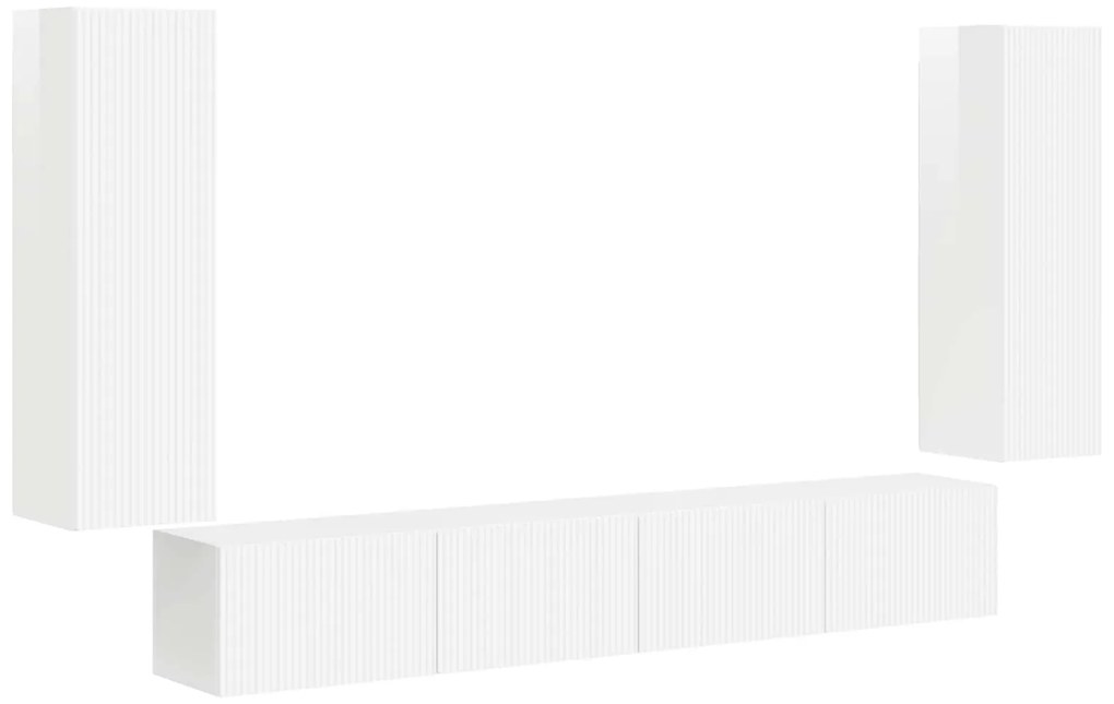 vidaXL Επιτοίχιο 4 pcs Υψηλής γυαλάδας λευκό