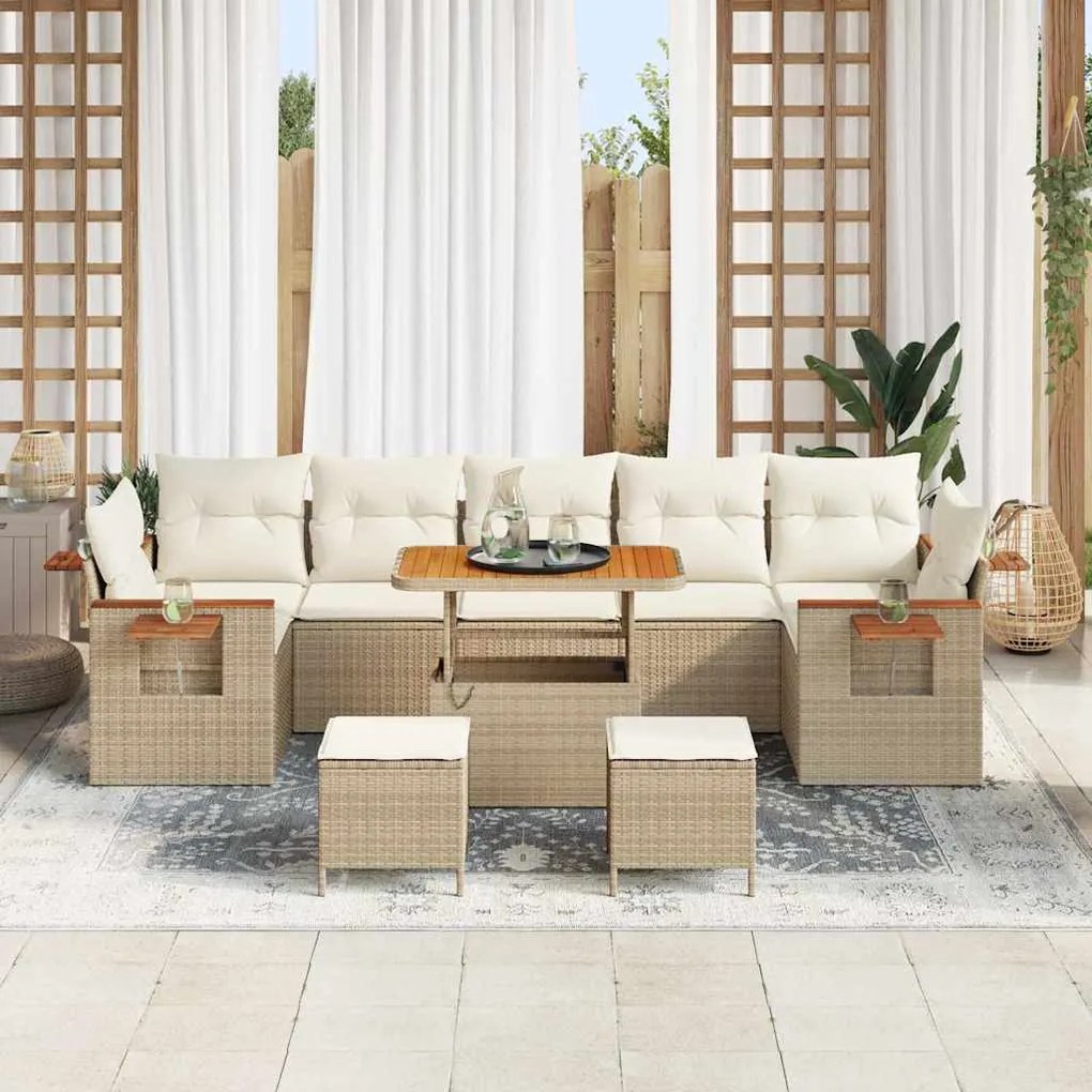 vidaXL Σετ Καναπέ Κήπου 10 pcs μπεζ και κρεμ 90 x 55 x 71 cm