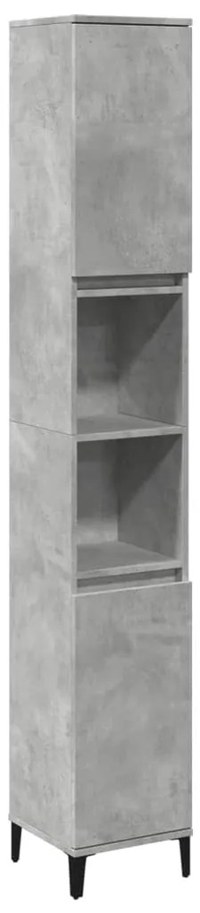 vidaXL Ντουλάπι Μπάνιου Γκρι Σκυροδέματος 30x30x190 εκ. Επεξ. Ξύλο