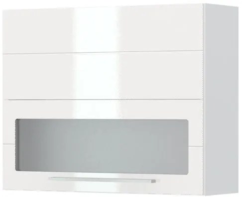 Ντουλάπι κρεμαστό Hudson V7-90-1K1SP με βιτρίνα-Λευκό - Λευκό γυαλιστερό - 90.00Χ32.00Χ72.00cm