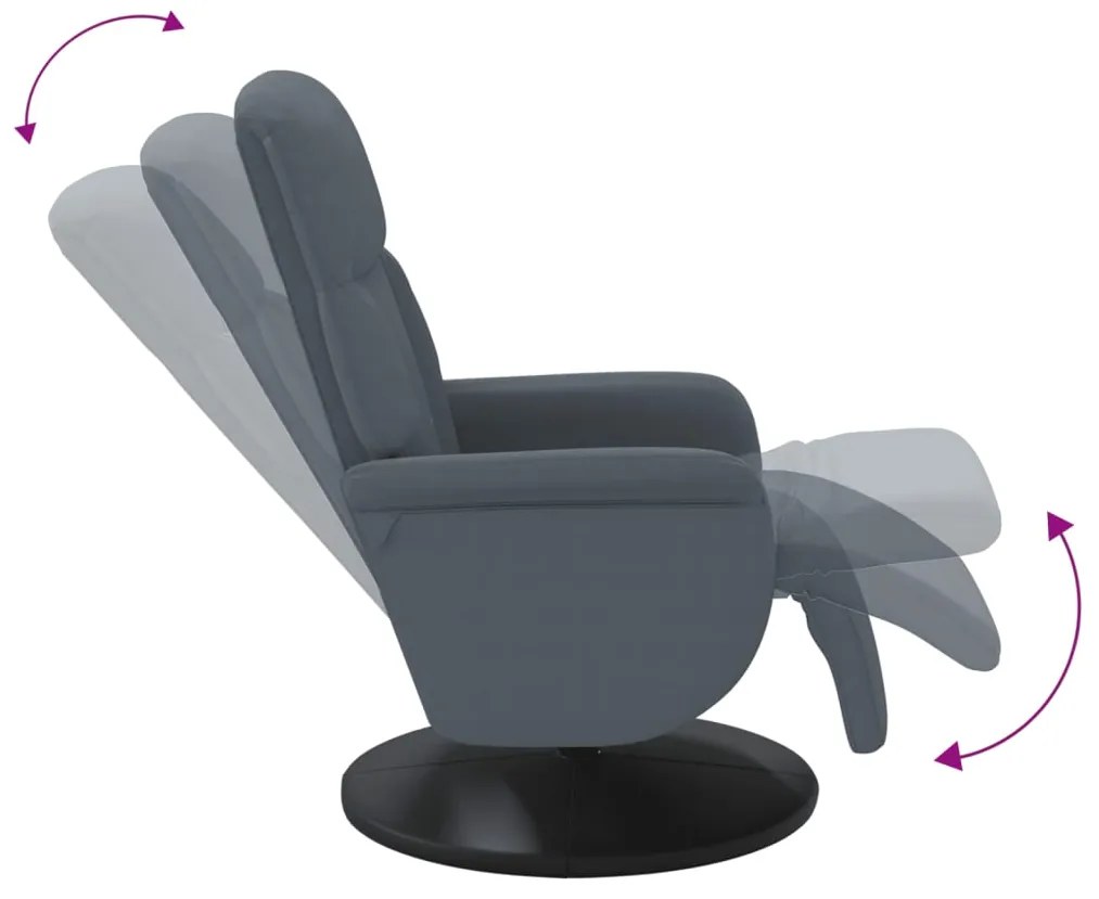vidaXL Πολυθρόνα Relax Σκούρο Γκρι Βελούδινη με Υποπόδιο