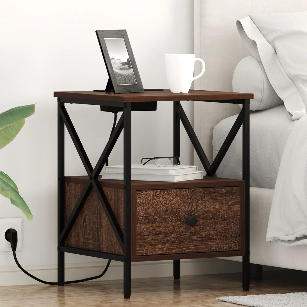 vidaXL Κομοδίνο Καφέ δρυς 41.5 x 40.5 x 55 εκ. Επεξεργασμένο ξύλο