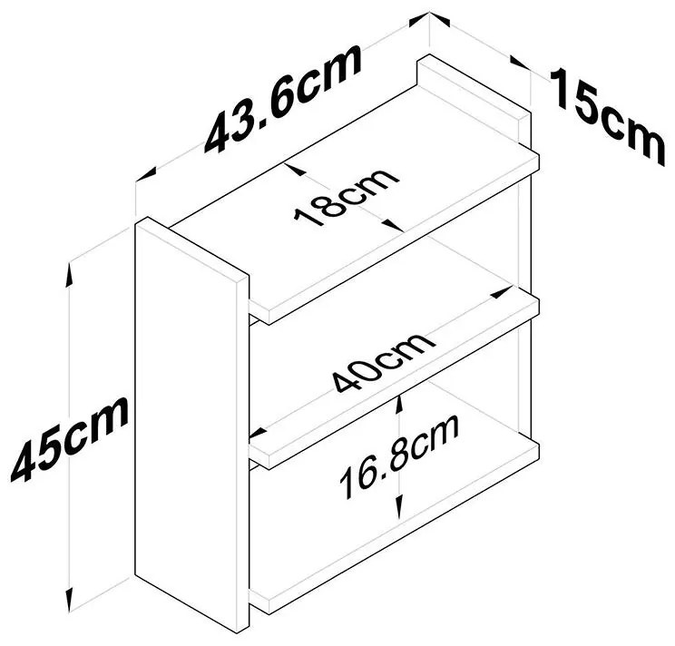 Ραφιέρα Anthia καρυδί-λευκό 43.5x15x45εκ