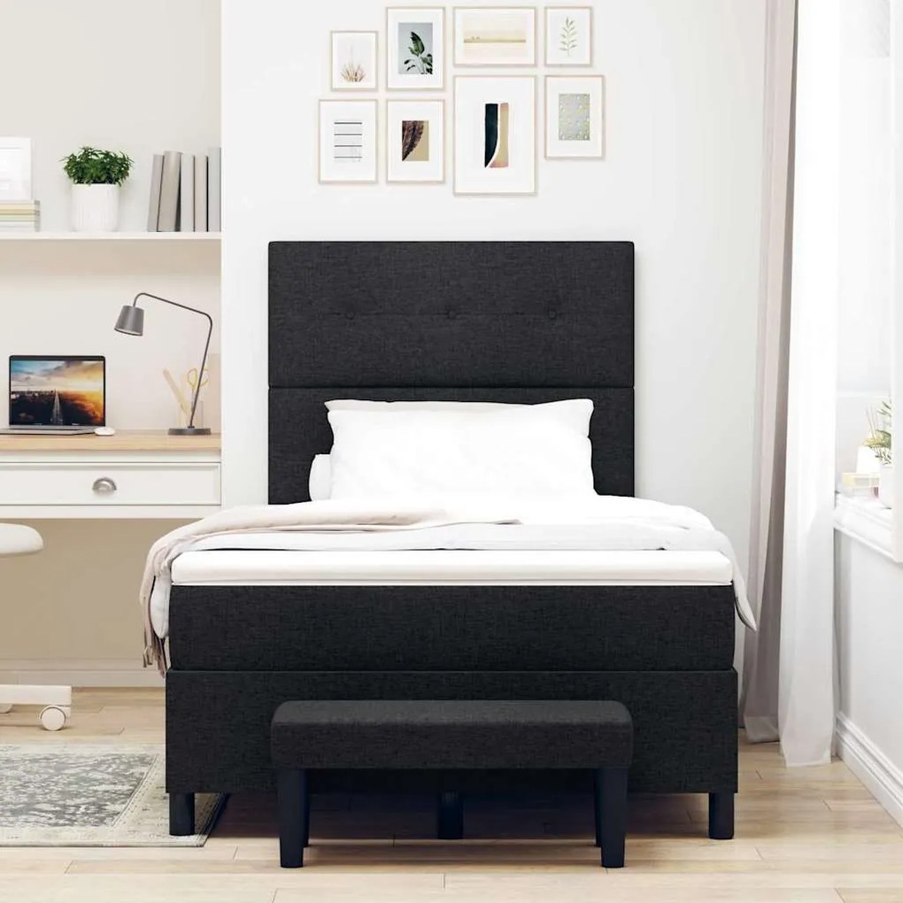 vidaXL Κρεβάτι με ελατήρια με στρώμα Μαύρο 120 x 190 cm ύφασμα