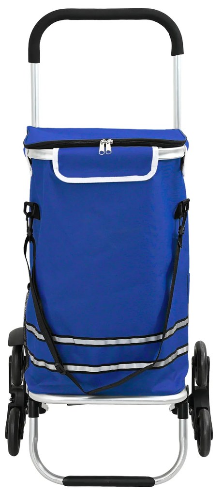 vidaXL Carrello per la spesa con ruote e manico regolabile Blu 40 L
