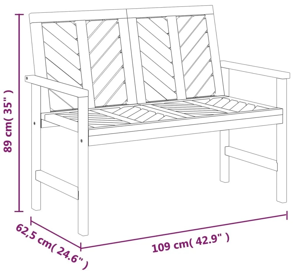 vidaXL Παγκάκι Κήπου 109 εκ. από Μασίφ Ξύλο Ακακίας