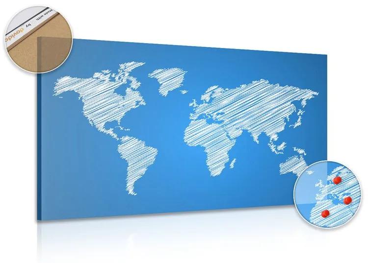 Εικόνα ενός παγκόσμιου χάρτη που εκκολάπτεται από φελλό σε μπλε φόντο - 120x80  smiley